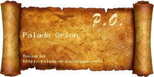 Palade Orion névjegykártya